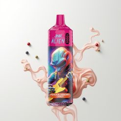 JNR Alien 10000 Puffs Pfirsich Blaubeere Bonbon mit RGB-LED, Typ-C Schnellladung und Sportdesign